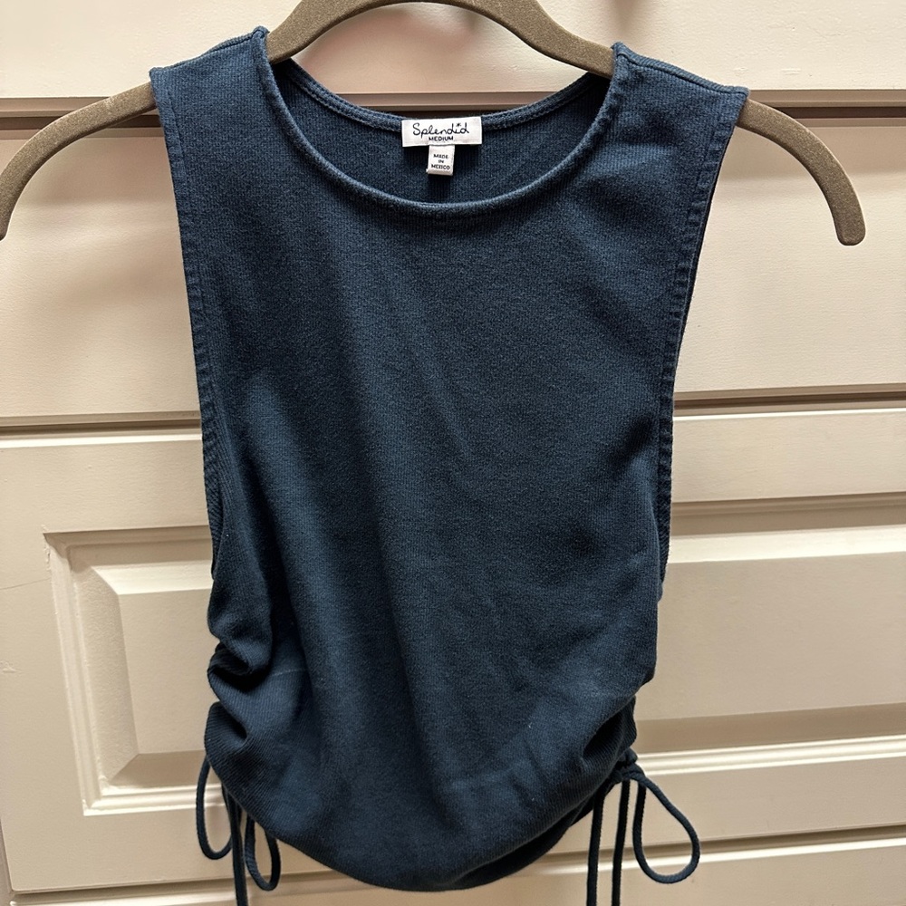 Splendid Cinch Tank Lace Up Side Ties - Navy Blue